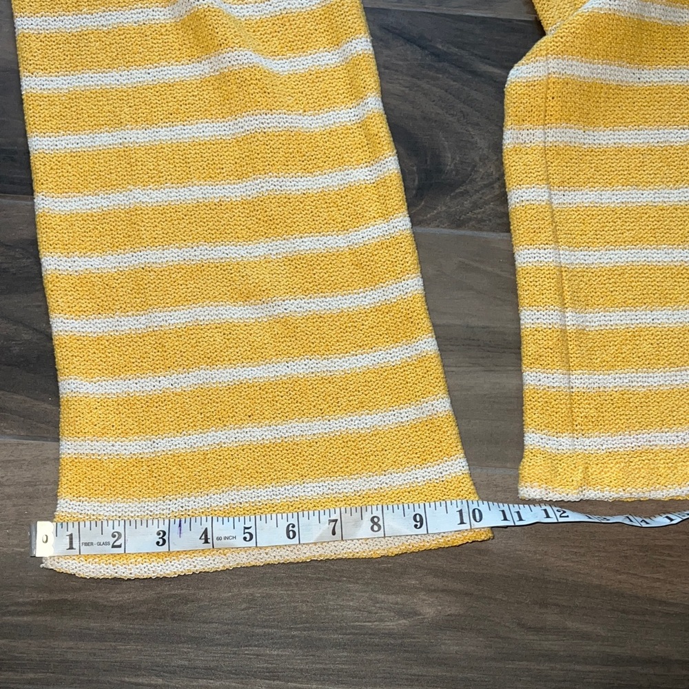 Zara | Knit Pant High Waisted Flare Leg Yellow Striped Elastic Waistband Small - Picture 9 of 12